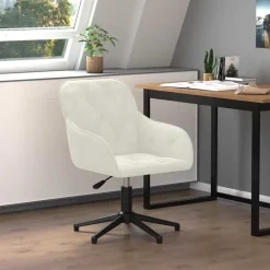 Kantoormeubelen*vidaXL Kantoorstoel draaibaar fluweel crèmekleurig Cr&egrave;me