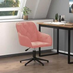 Kantoormeubelen*vidaXL Kantoorstoel draaibaar fluweel Roze