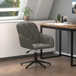 Kantoormeubelen*vidaXL Kantoorstoel draaibaar fluweel Donkergrijs