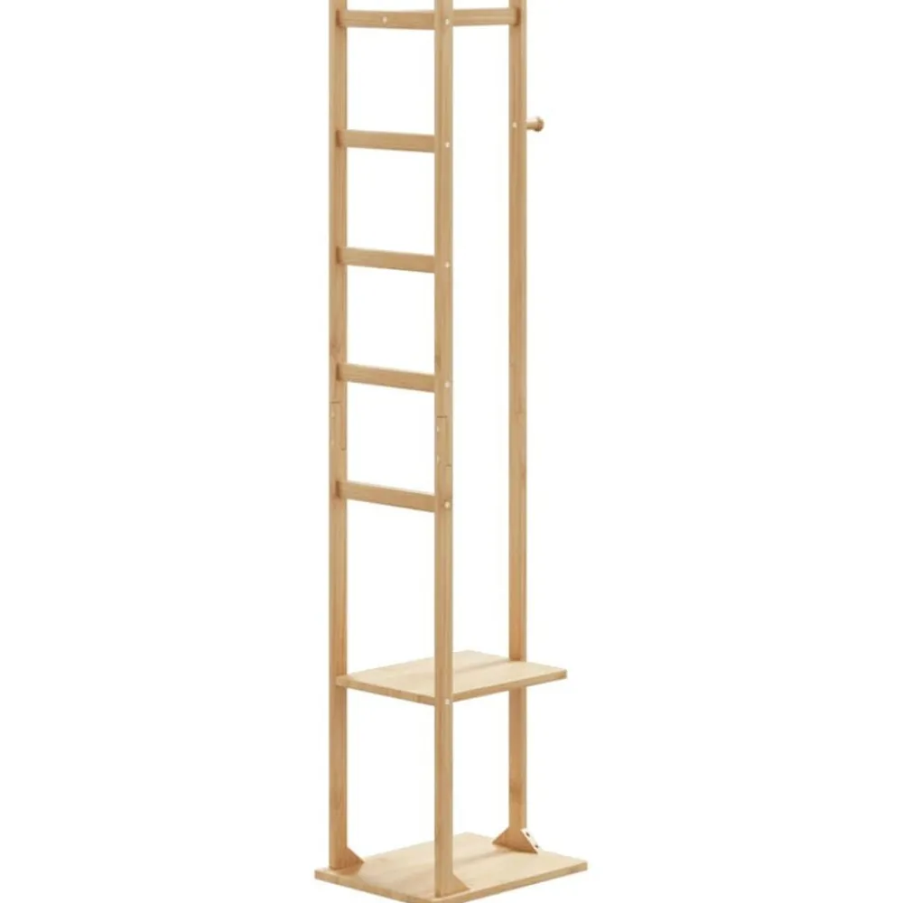 Kapstok met haken en schappen 38,5x30x156 cm bamboe>vidaXL Outlet