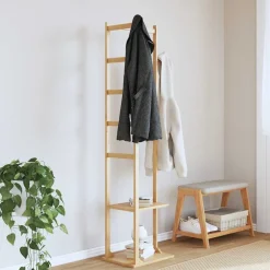 Kapstok met haken en schappen 38,5x30x156 cm bamboe>vidaXL Outlet