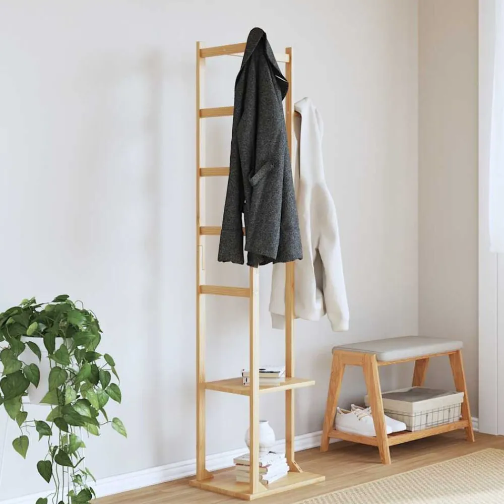 Kapstok met haken en schappen 38,5x30x156 cm bamboe>vidaXL Outlet