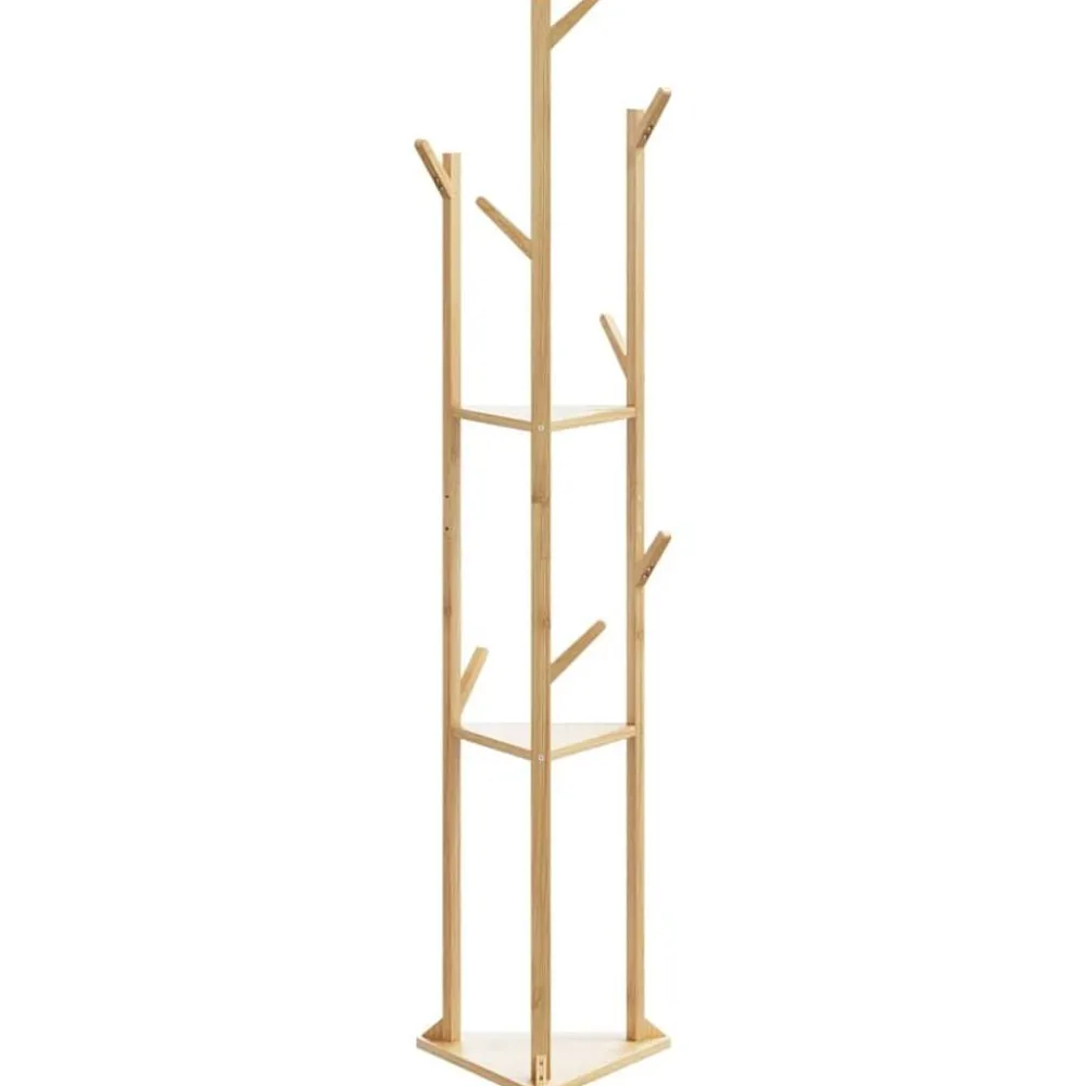 Kapstok met haken en schappen 39x33x166 cm bamboe>vidaXL Clearance
