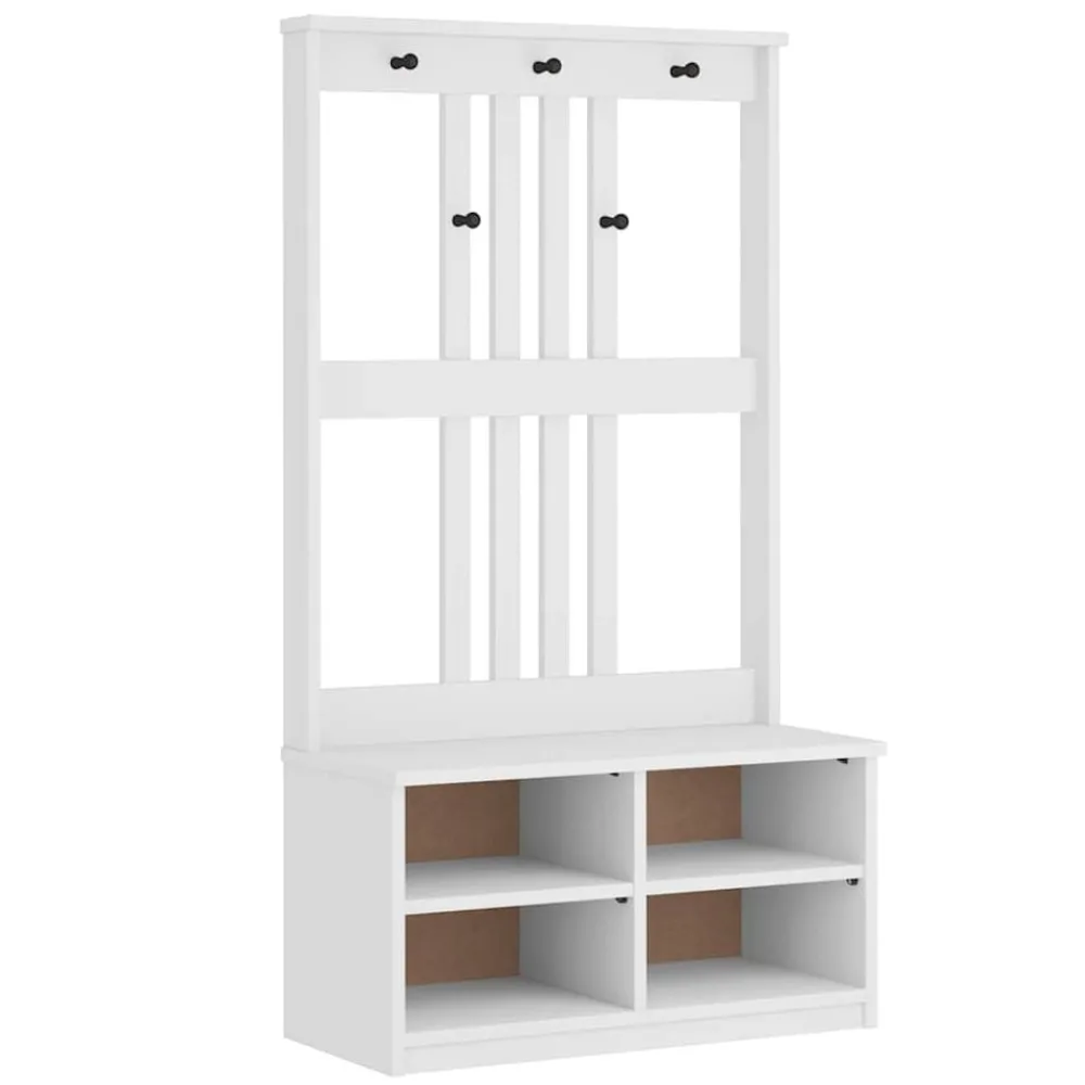 Bankjes*vidaXL Kapstok SANDNES 87x40x159,5 cm massief grenenhout Wit