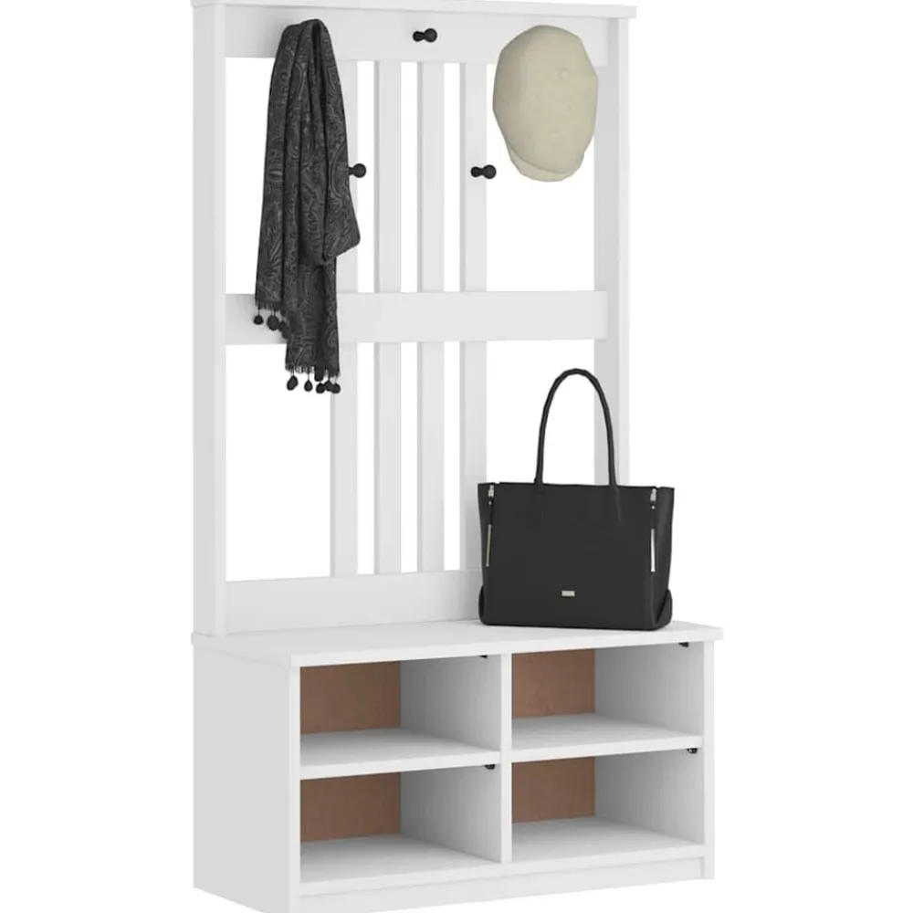 Bankjes*vidaXL Kapstok SANDNES 87x40x159,5 cm massief grenenhout Wit