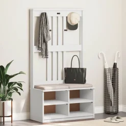 Bankjes*vidaXL Kapstok SANDNES 87x40x159,5 cm massief grenenhout Wit