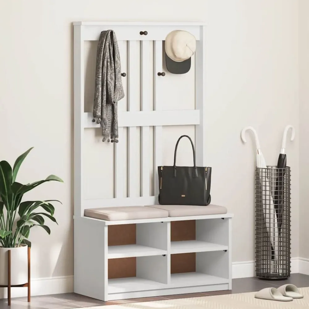 Bankjes*vidaXL Kapstok SANDNES 87x40x159,5 cm massief grenenhout Wit