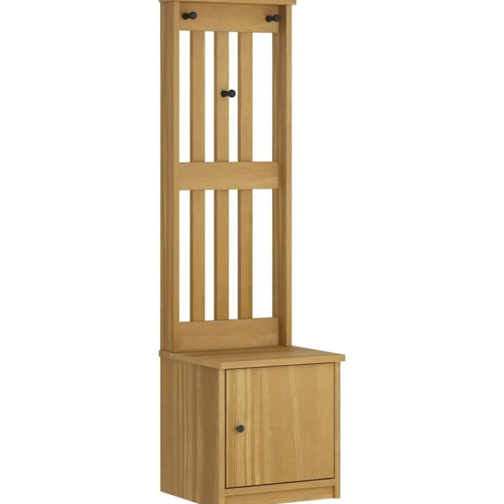 Bankjes*vidaXL Kapstok SANDNES 45x40x159,5 cm massief grenenhout Walnoothouten afwerking