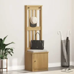 Bankjes*vidaXL Kapstok SANDNES 45x40x159,5 cm massief grenenhout Walnoothouten afwerking