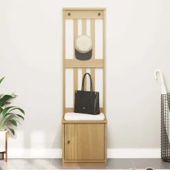 Bankjes*vidaXL Kapstok SANDNES 45x40x159,5 cm massief grenenhout Walnoothouten afwerking