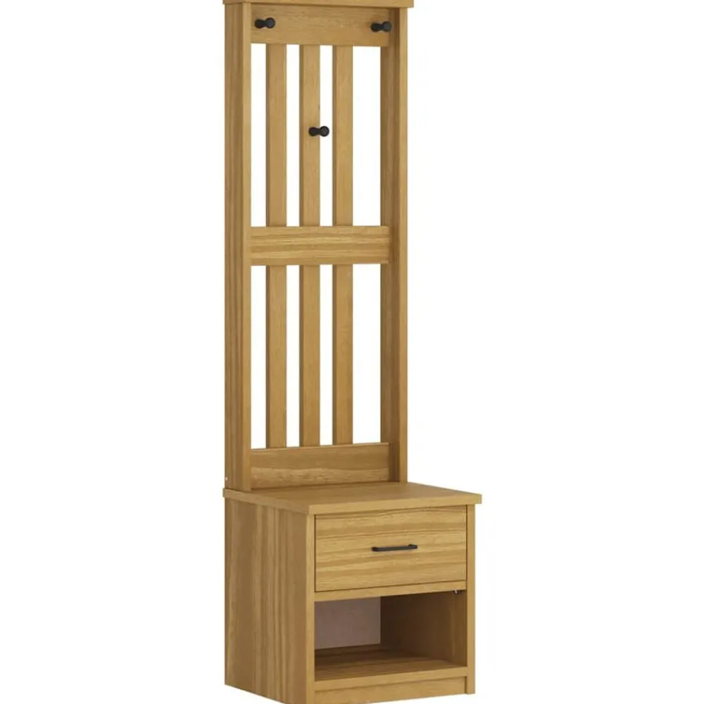 Bankjes*vidaXL Kapstok SANDNES 45x40x159,5 cm massief grenenhout Walnoothouten afwerking