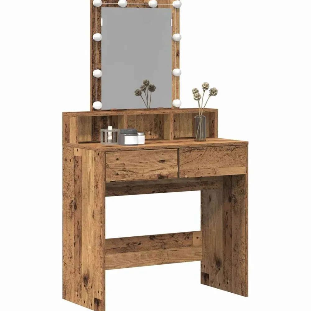 Kasten & Opbergmeubelen*vidaXL Kaptafel met lade 80 x 41 x 144,5 cm Bewerkt hout Oud hout