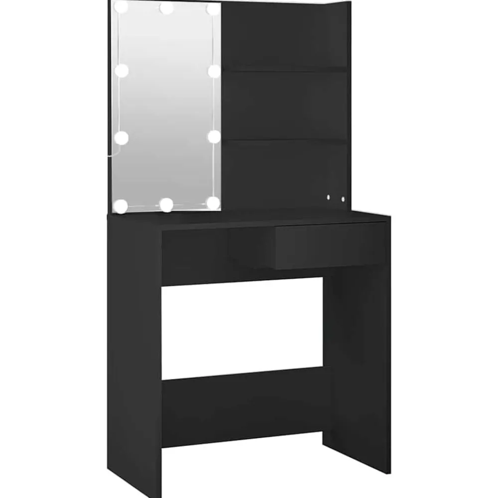 Kasten & Opbergmeubelen*vidaXL Kaptafel met LED-verlichting 74,5x40x141 cm Zwart