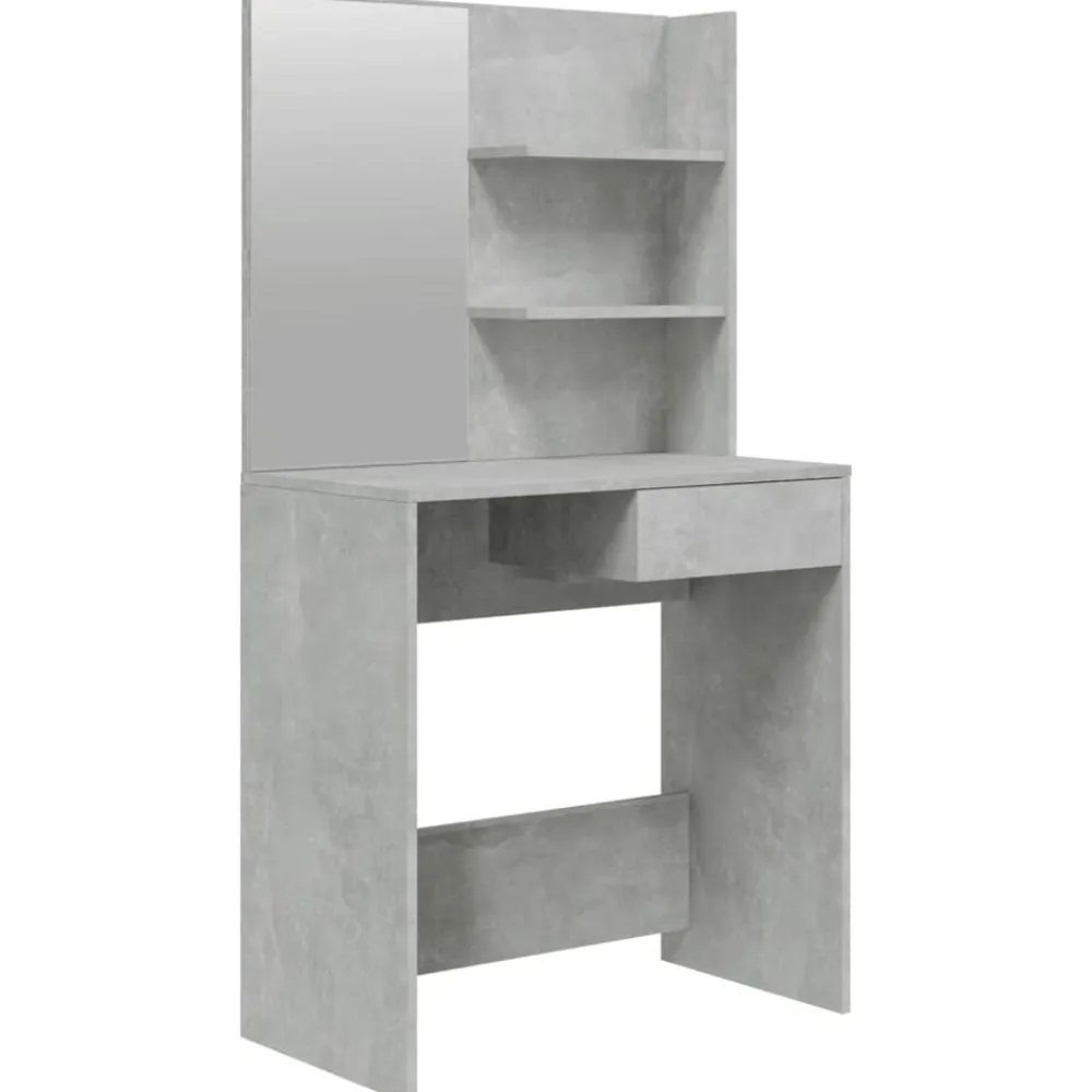 Tafels*vidaXL Kaptafel met spiegel 74,5x40x141 cm Betongrijs