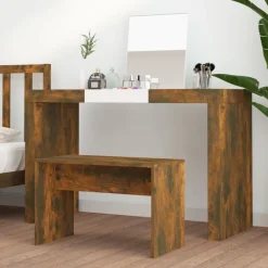 Bankjes*vidaXL Kaptafelkruk 70x35x45 cm bewerkt hout kleurig Gerookt eiken