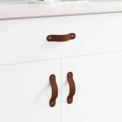 Bouwbeslag*vidaXL Kast Handvatten 2 pcs Bruin 140 x 25 x 2,3 mm PU