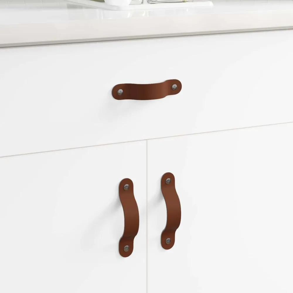 Bouwbeslag*vidaXL Kast Handvatten 2 pcs Bruin 140 x 25 x 2,3 mm PU