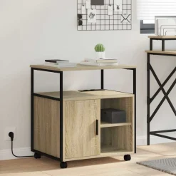 Kasten & Opbergmeubelen*vidaXL Kast met Oplaadstation met wiel 61 x 46 x 67 cm Sonoma eiken