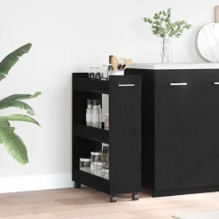 Kasten & Opbergmeubelen*vidaXL Kast met wiel 60 x 22 x 79 cm Zwart eiken