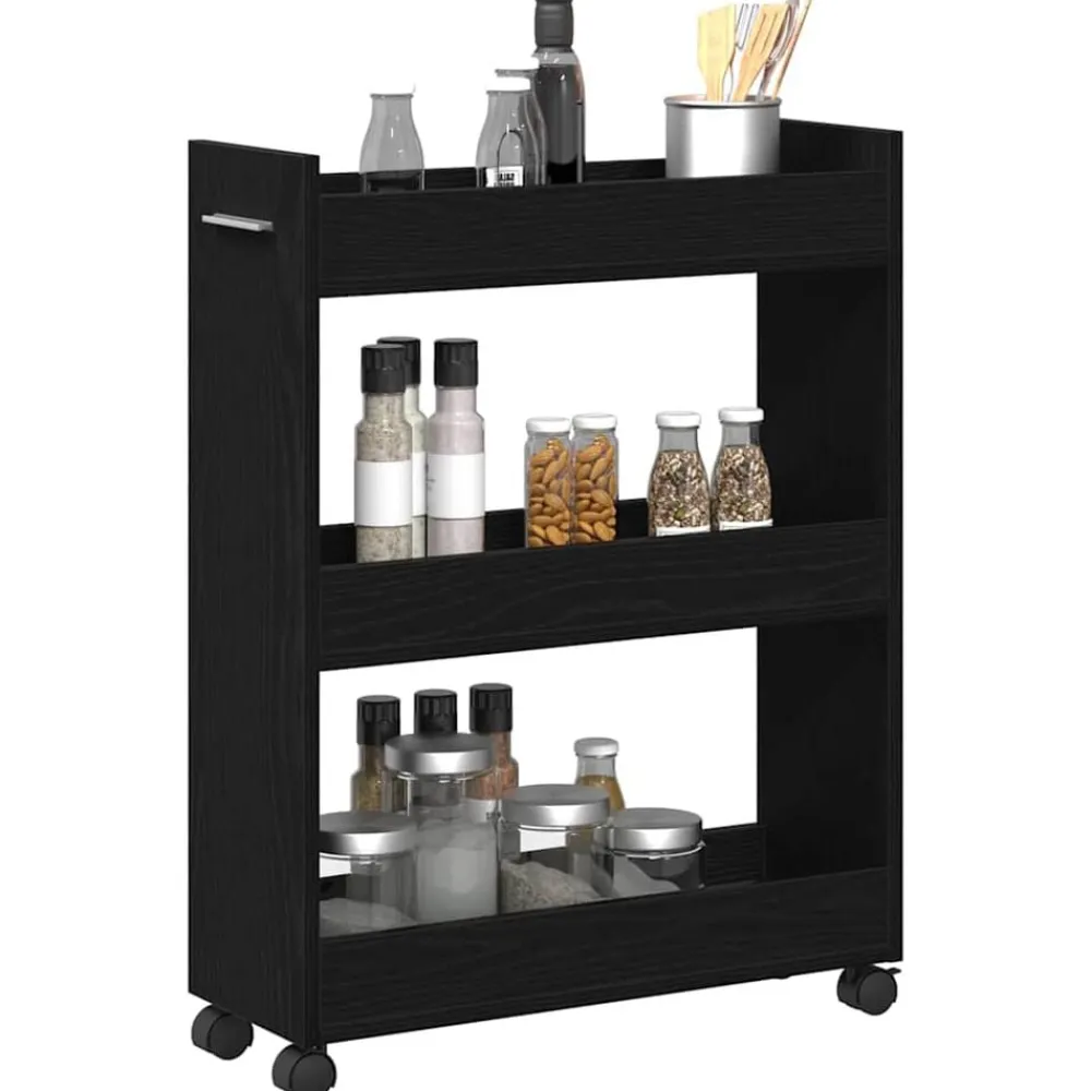 Kasten & Opbergmeubelen*vidaXL Kast met wiel 60 x 22 x 79 cm Zwart eiken