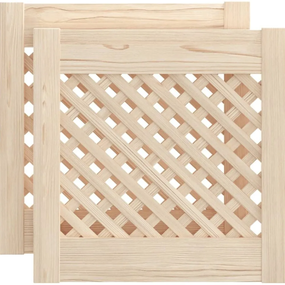 Kastdeuren met latwerk 2 st 39,5x39,5 cm massief grenenhout>vidaXL Outlet