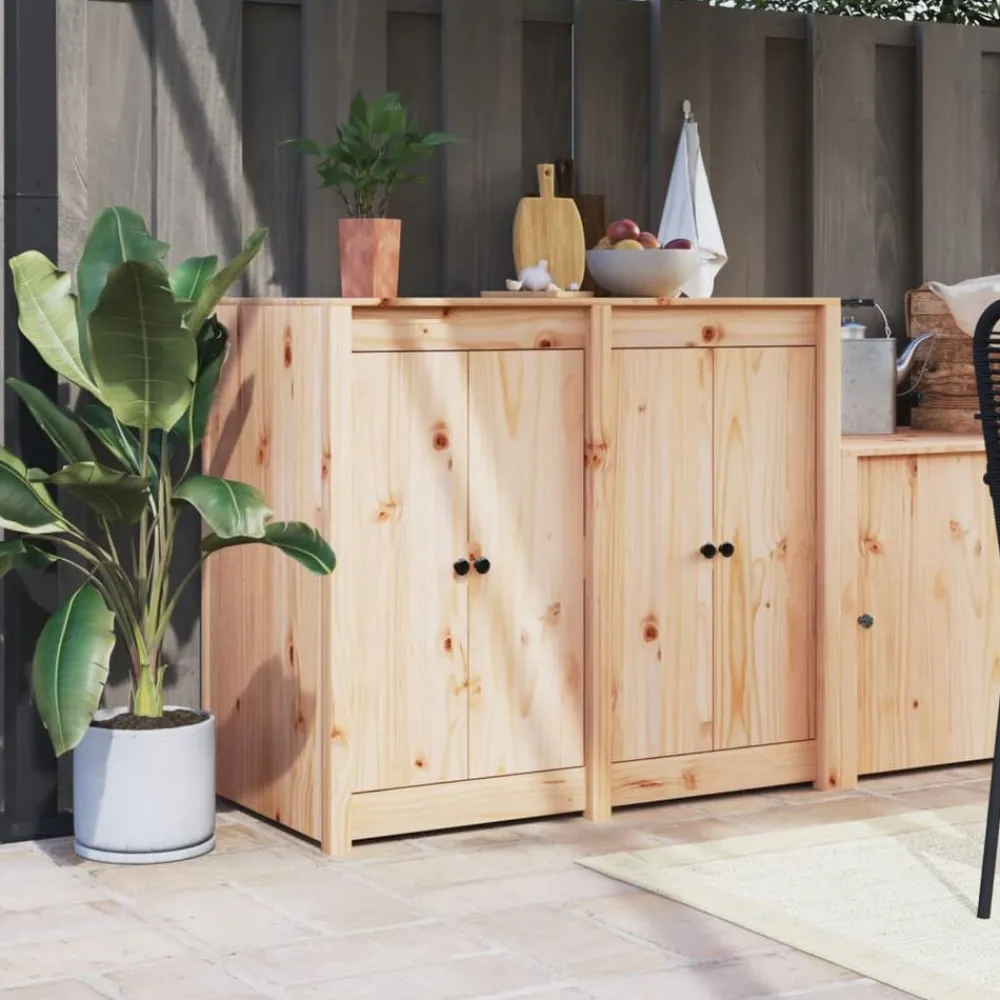Bouwbeslag*vidaXL Kastdeurtjes voor buitenkeuken MEPPEL 2 st 50x9x82 cm grenenhout Natuurlijk grenenhout
