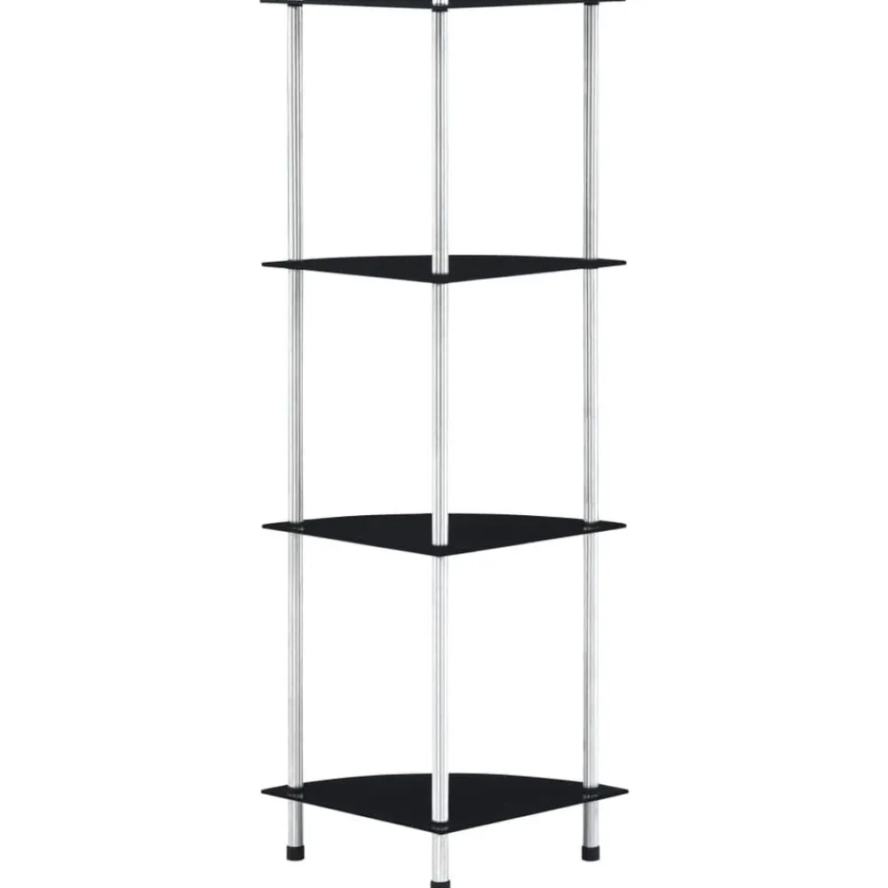 Boekenkasten & Wandplanken*vidaXL Kastje 4-laags 30x30x100 cm gehard glas Zwart