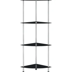 Boekenkasten & Wandplanken*vidaXL Kastje 4-laags 30x30x100 cm gehard glas Zwart