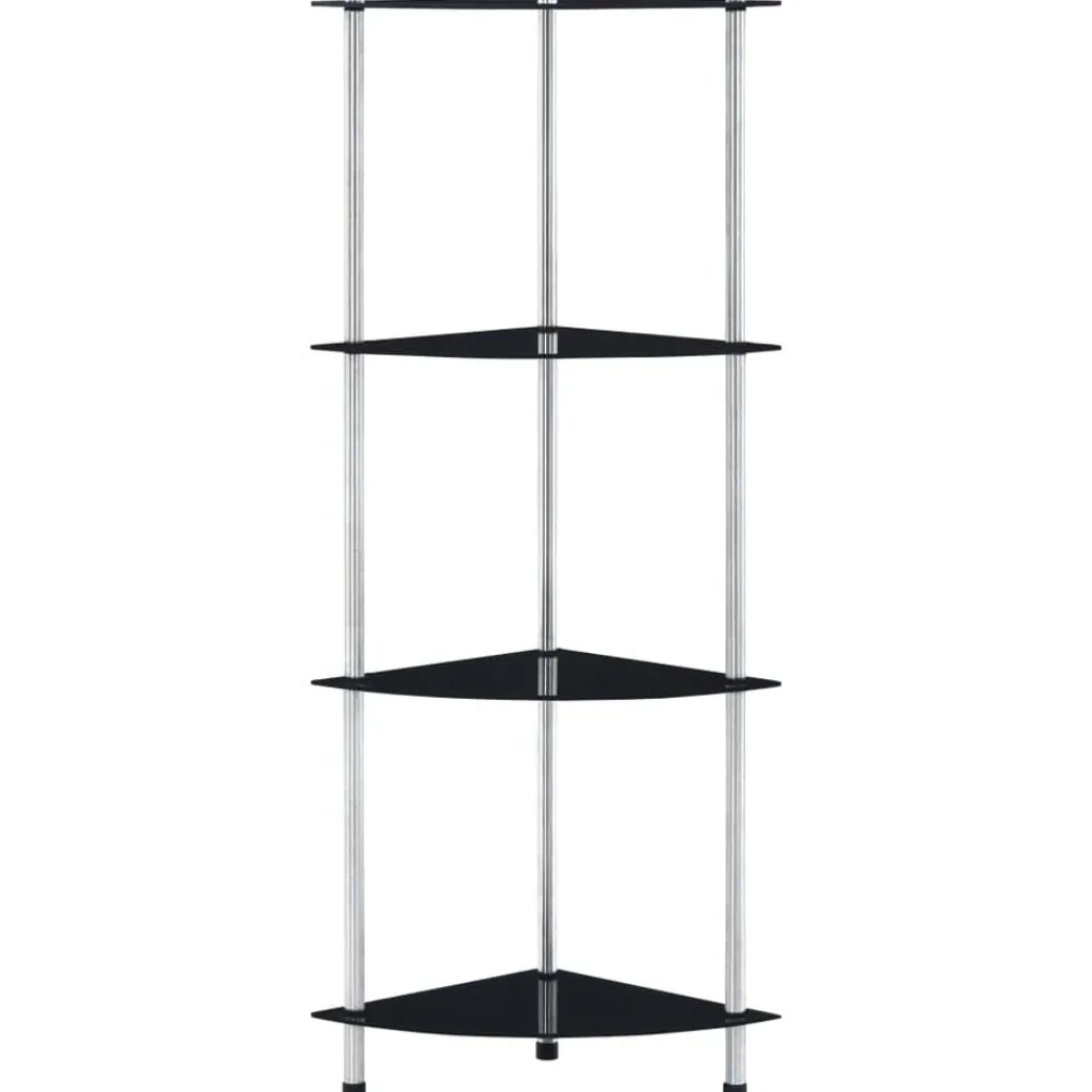 Boekenkasten & Wandplanken*vidaXL Kastje 4-laags 30x30x100 cm gehard glas Zwart