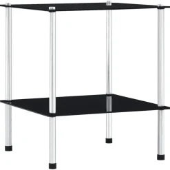 Boekenkasten & Wandplanken*vidaXL Kastje 2-laags 40x40x47 cm gehard glas Zwart