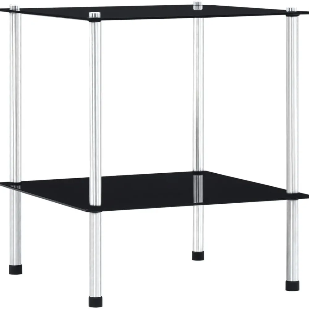 Boekenkasten & Wandplanken*vidaXL Kastje 2-laags 40x40x47 cm gehard glas Zwart