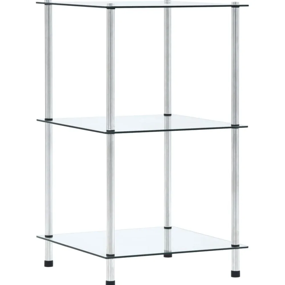 Boekenkasten & Wandplanken*vidaXL Kastje 3-laags 40x40x67 cm gehard glas transparant Doorzichtig