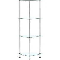 Boekenkasten & Wandplanken*vidaXL Kastje 4-laags 30x30x100 cm gehard glas transparant Doorzichtig