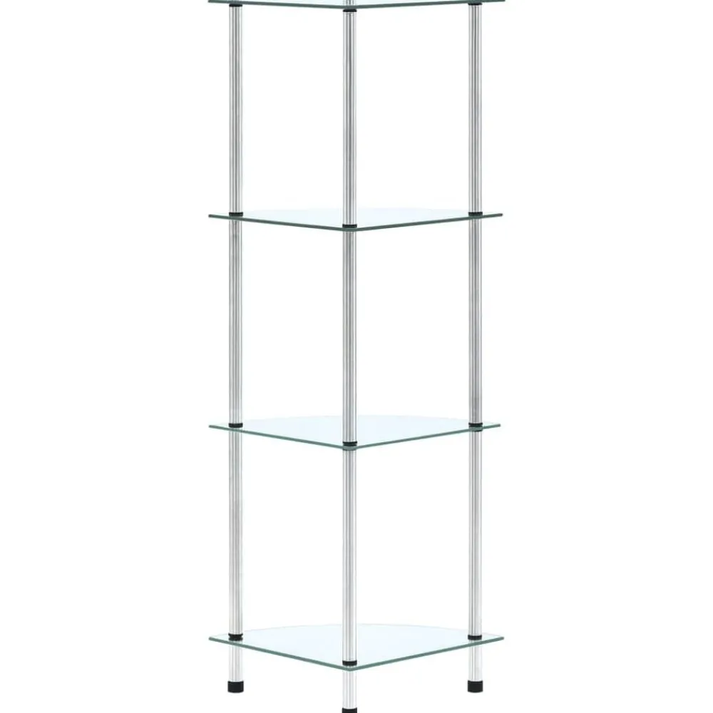 Boekenkasten & Wandplanken*vidaXL Kastje 4-laags 30x30x100 cm gehard glas transparant Doorzichtig
