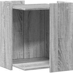 Huisdierbenodigdheden*vidaXL Kattenbakkast 42x42x51 cm bewerkt hout eikenkleur Grijs sonoma