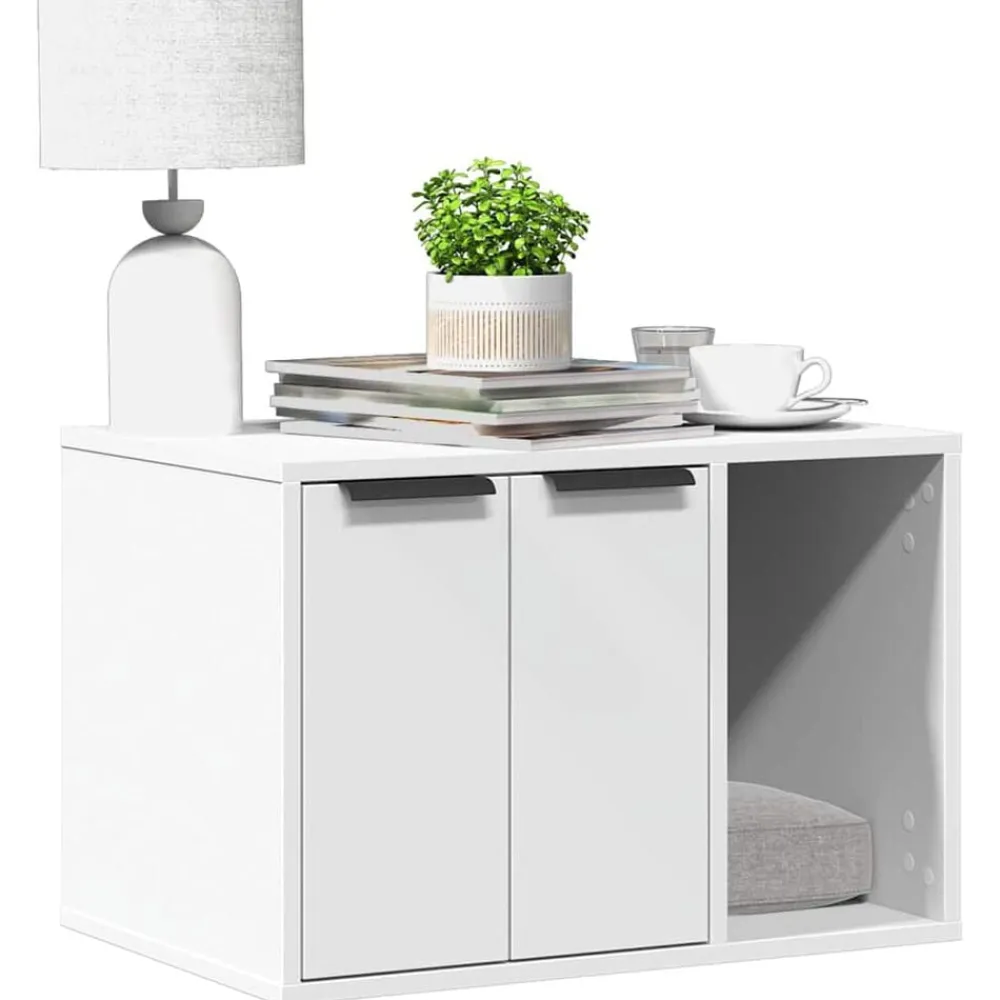 Huisdierbenodigdheden*vidaXL Kattenbakkast 60x40x40 cm bewerkt hout Wit