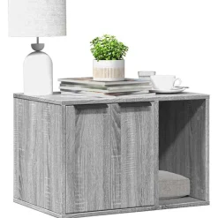 Huisdierbenodigdheden*vidaXL Kattenbakkast 60x40x40 cm bewerkt hout eikenkleur Grijs sonoma