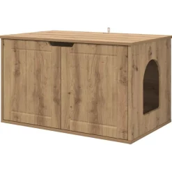 Kattenhuis Ambachtelijk eiken 85 x 55 x 50,5 cm Bewerkt hout>vidaXL Clearance