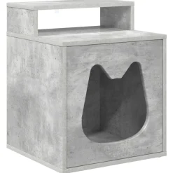 Huisdierbenodigdheden*vidaXL Kattenhuis Beton 42,5 x 40 x 53,5 cm Bewerkt hout Betongrijs