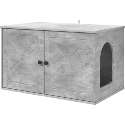 Huisdierbenodigdheden*vidaXL Kattenhuis Beton 85 x 55 x 50 cm Bewerkt hout Betongrijs
