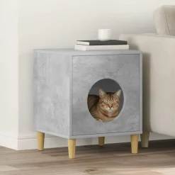 Kattenhuis Beton 42,5 x 40 x 53 cm Bewerkt hout>vidaXL Outlet