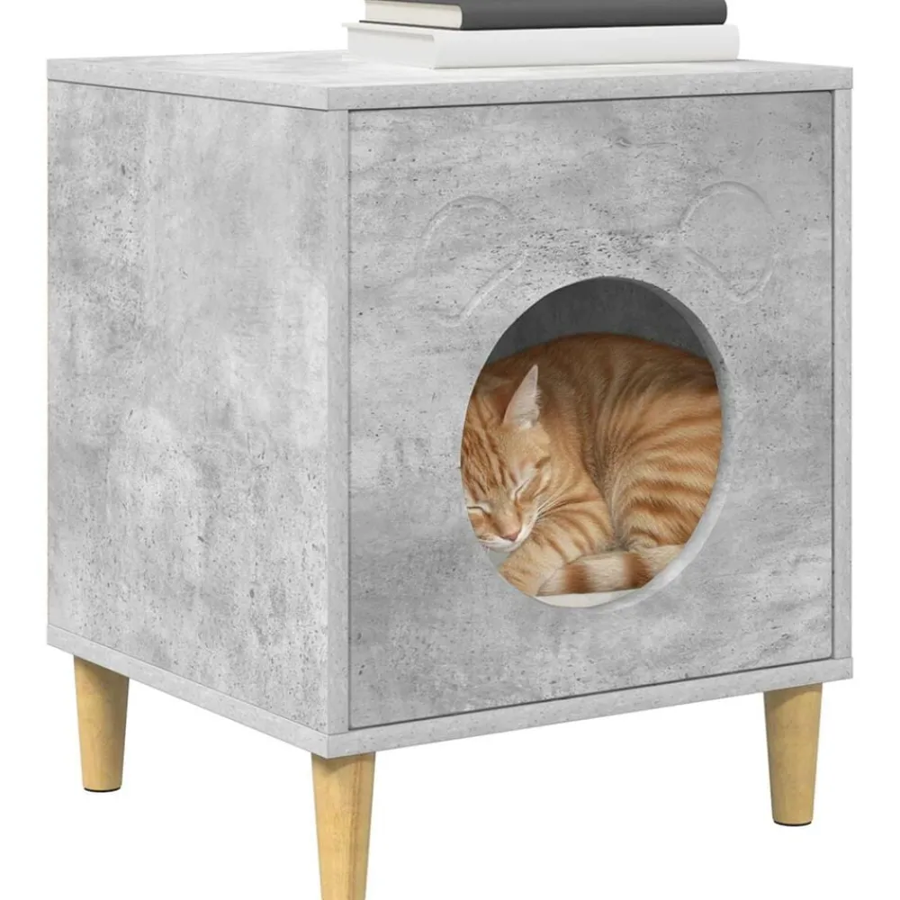 Kattenhuis Beton 42,5 x 40 x 53 cm Bewerkt hout>vidaXL Outlet