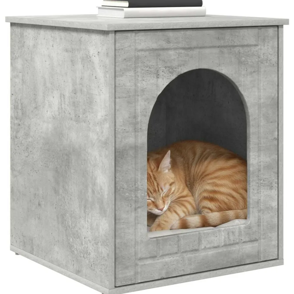 Kattenhuis Beton 53 x 52 x 62 cm Bewerkt hout>vidaXL Hot