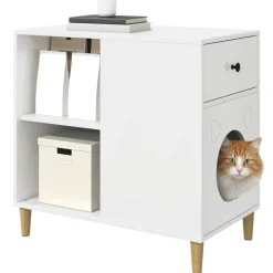 Huisdierbenodigdheden*vidaXL Kattenhuis Glanzend Wit 72 x 42,5 x 70 cm Bewerkt hout Hoogglans wit