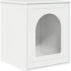 Kattenhuis Glanzend Wit 53 x 52 x 62 cm Bewerkt hout>vidaXL
