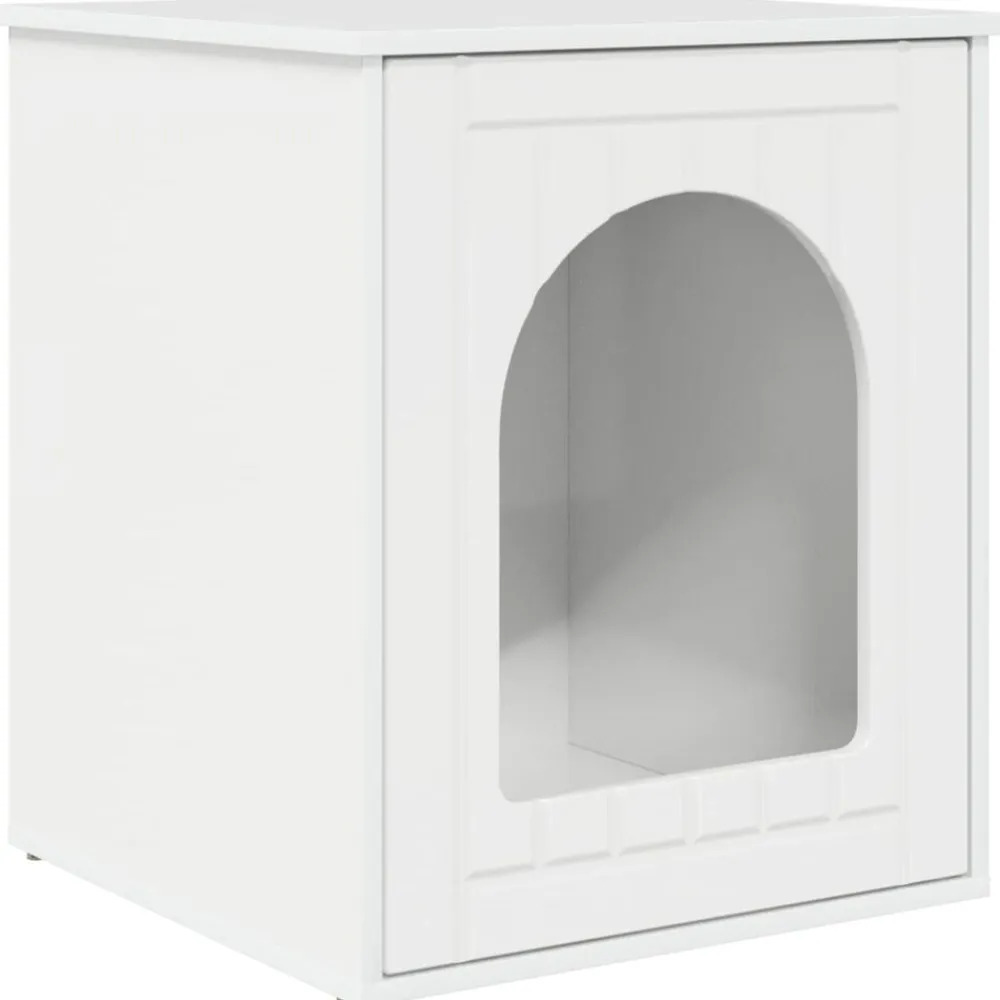 Kattenhuis Glanzend Wit 53 x 52 x 62 cm Bewerkt hout>vidaXL