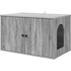 Huisdierbenodigdheden*vidaXL Kattenhuis 85 x 55 x 50 cm Bewerkt hout Grijs sonoma