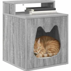 Huisdierbenodigdheden*vidaXL Kattenhuis 42,5 x 40 x 53,5 cm Bewerkt hout Grijs sonoma