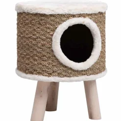 Huisdierbenodigdheden*vidaXL Kattenhuis met houten poten 41 cm zeegras