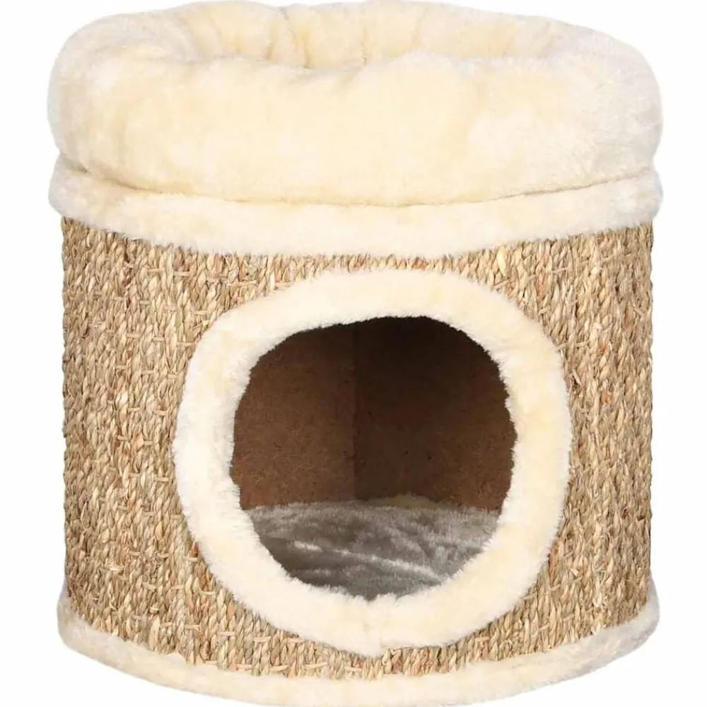 Huisdierbenodigdheden*vidaXL Kattenhuis met luxe kussen 33 cm zeegras